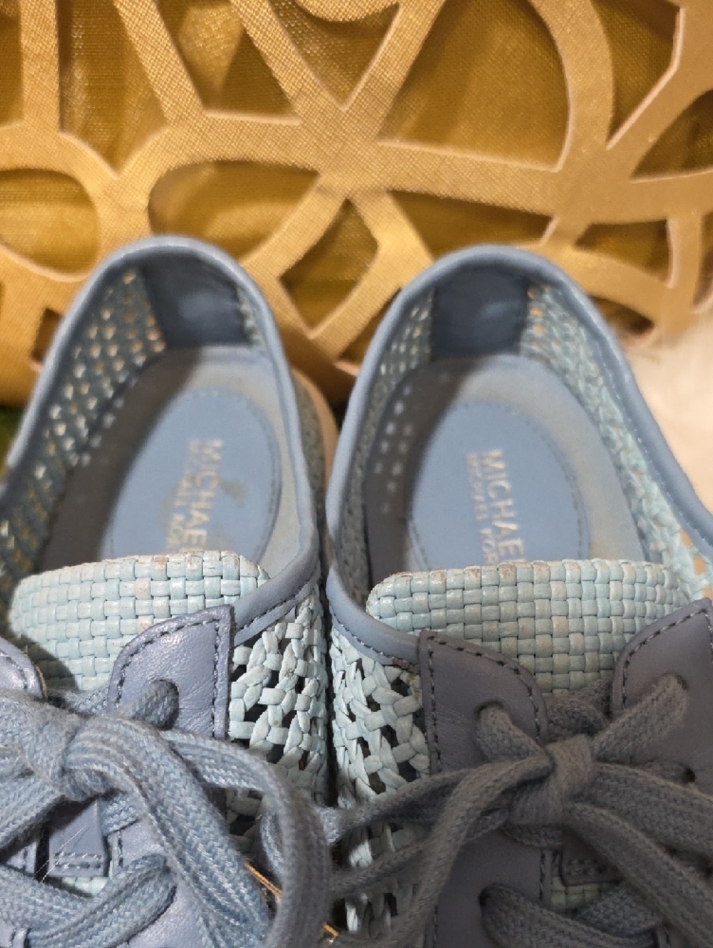 Michael Kors Powder Blue Perforated Lace-Up Sneakers - Picture 4 of 9